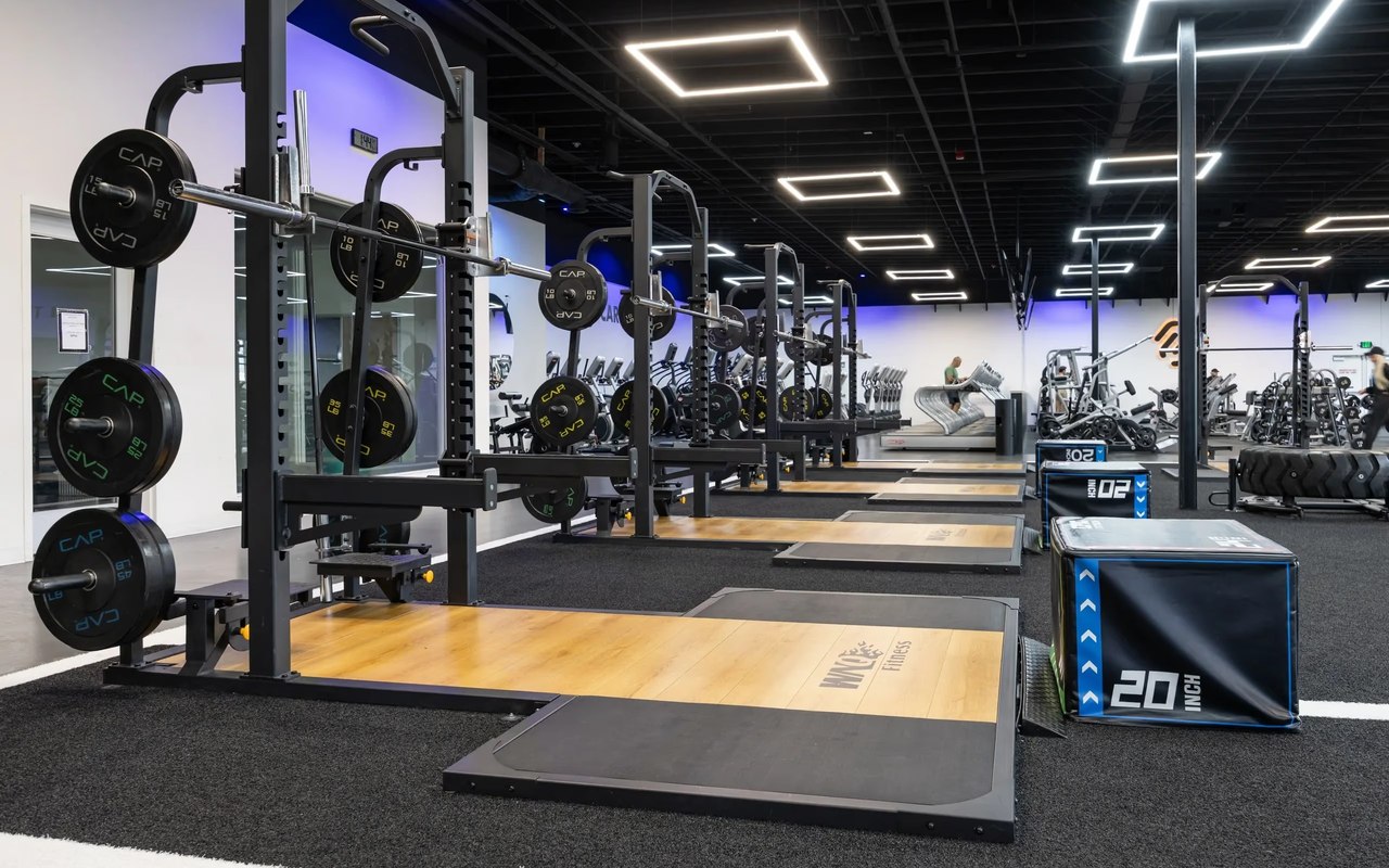 Strength training floor inside Fitsi Escondido gym
