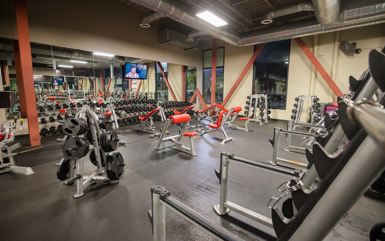 Free weights and training floor inside PurFit Athletic in Palm Desert, CA